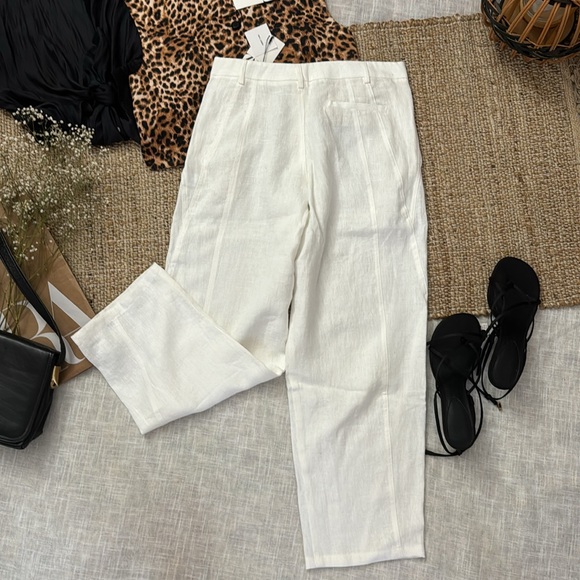 ZARA 100% LINEN PANTS WITH DARTS ZW COLLECTION - Picture 11 of 11